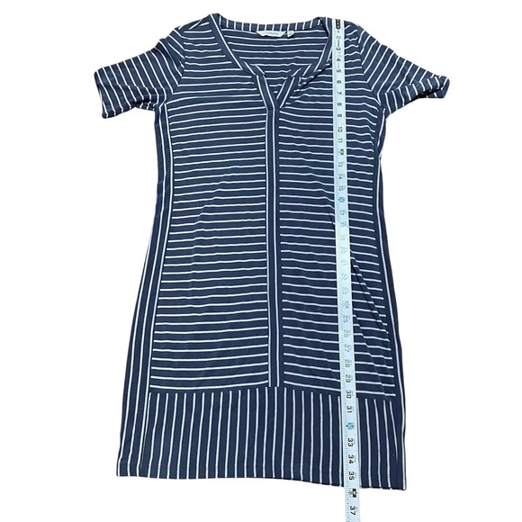 Athleta Women's Striped Dress Short Sleeve Active Size Small Navy Blue‎ White - Picture 5 of 5